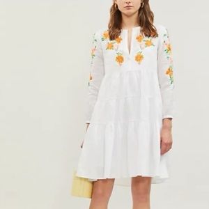 Maje Floral Embroidered Linen Dress